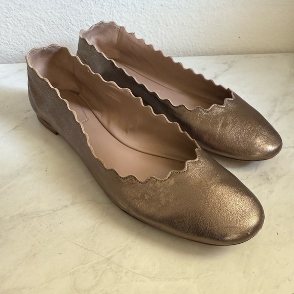 Chloe Shoes - CHLOÈ Lauren Scalloped Leather Ballet Flats